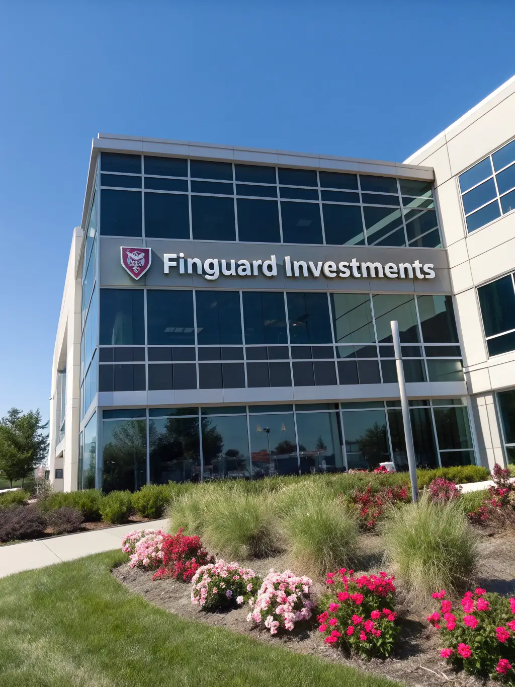 A professional photograph showcasing a modern office building with solar panels, representing Luxe Capital's investment in sustainable fintech solutions.