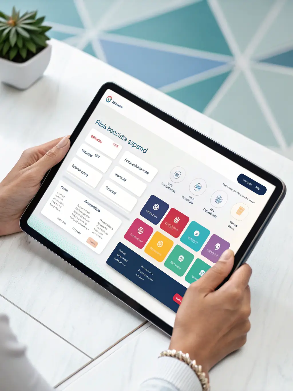 A modern fintech interface on a tablet, showcasing digital transactions and Sharia-compliant financial technologies, with a focus on innovation.